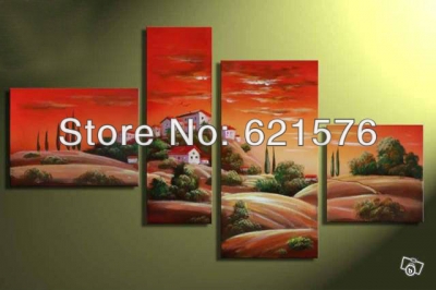 hand painted modern wall art picture home decor abstract landscape country house group oil painting on canvas 4pcs/set framed