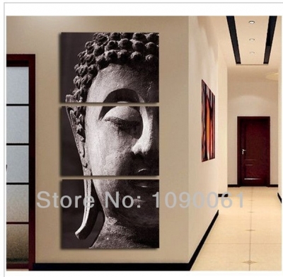 handmade religion portraits buddha wall painting modern abstract 3 piece grey canvas art oil picture home decor set no frame