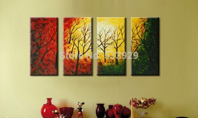 sell 4pcs abstract landscape hand painted home wall decor art oil painting on canvas for living room