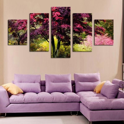 top-rated 5 panels hd beautiful colorful tree canvas print painting for living room wall art picture artwork unframed home decor