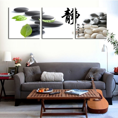 unframed 3 panels chinese style art stone leaves decoration picture hd canvas print painting artwork canvas wall art whole