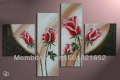 whole 2013 hand-painted hi-q wall art home decorative abstract flower oil painting on canvas rose 4pcs/set framed