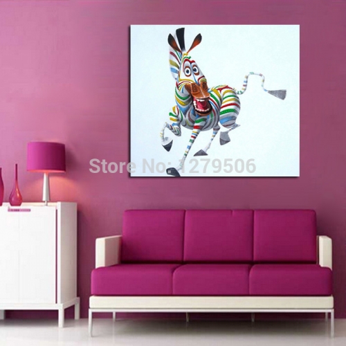 handpainted oil paintings picture panel running zebra animal oil painting on canvas for home decoration