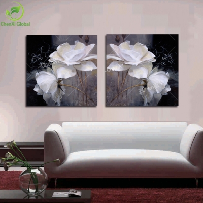 2 pieces canvas wall art sell modern wall painting white flowers home decorative art picture print on canvas wedding