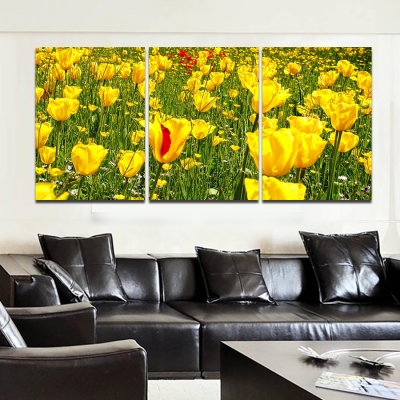 2016 new 3 pcs yellow flower wall art picture modern home decoration living room or bedroom canvas print painting wall picture