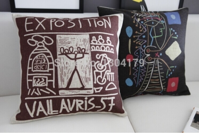 2pcsthicker couple burlap black cushion cover picasso paintings pillows home decor scandinavian minimalist cushion pillow