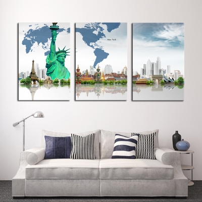 3 pcs famous wrold architecture art picture modern painting canvas home decoration living room canvas print canvas art unframed