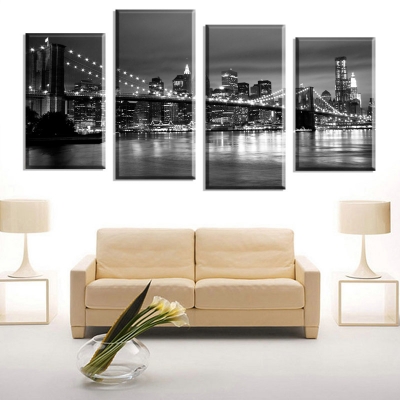 4 piece sell modern wall painting new york brooklyn bridge home decorative art picture paint on canvas prints