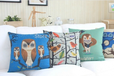 4pcs/lot whole cute little cat and owl cushion animal series panda pillow 45*45cm sofa cover cushion cover