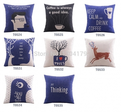 8pcs/lot coffee and cup linen cushion covers pillow cases pillow cover 45x45cm 2pcs/lot