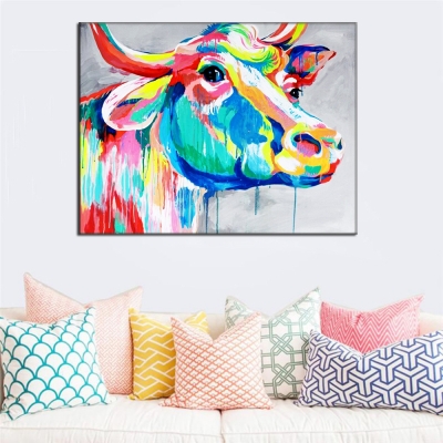 beautiful big paintings handmade wall painting color cow picture canvas abstract home decor animals oil painting hang pictures