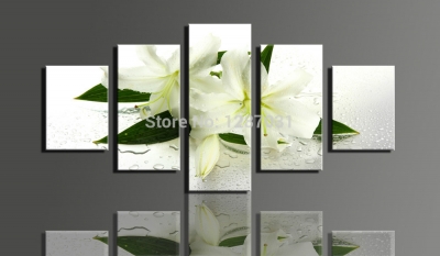 beautiful white lilys 5 panels/set hd canvas print painting artwork wall decorative for living room painting unframed