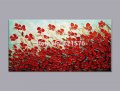 big hand-painted modern home decor abstract red clovers flower wall art picture thick palette knife oil painting on canvas art