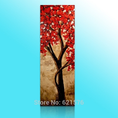 hand-painted big size modern wall art picture for wedding home decor red flower tree thick palette knife oil painting on canvas