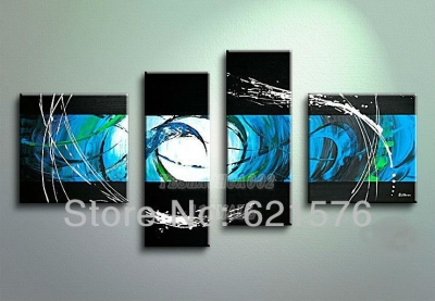 hand-painted hi-q modern hanging wall art home decorative abstract group oil painting on canvas light hole 4pcs/set wood framed