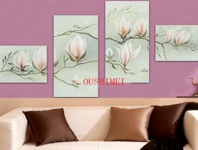 handmade 4p modern white pictures on canvas abstract flowers oil painting group of paintings for living room wall decor craft