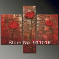 handmade canvas painting wall art abstract red flower wall decor oil painting for room deocr picture no framed group of paint