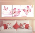 handpainted 3 panel pink butterfly wall art modern oil painting on canvas for living room animal beautiful paint