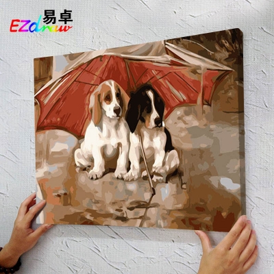 home decoration hand painted canvas oil paintings painting by numbers two dogs pictures oil painting on canvas art pictures