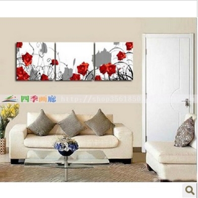 home decro picture hand painted pictures 3piece rose art paintings frameless flowers paintings the living room decoration wall
