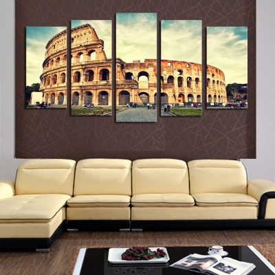 luxry unframed 5 panels classical architecture scenery picture print painting canvas wall art for wall decor home decoration art