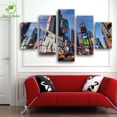 s 5 panel modern spray painting new york city canvas art paintings picture cuadros building for bed room unframed pf1068