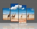 sun giraffe landscape oil painting printing painting on canvas for living room wall art 5pcs/set framed f/380