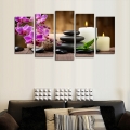 unframed 5 panels purple flowers candle picture canvas print painting artwork wall art canvas painting whole for home decor