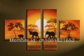 whole hand-painted hi-q modern home decorative animals oil painting on canvas elephants to go home at dusk 4pcs/set framed