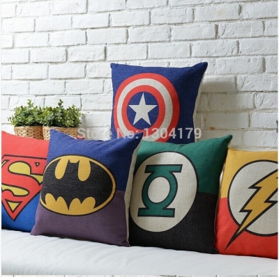 2014 new style superman batman pillow case green lantern captain america iron man dwyane wade cartoon cushion