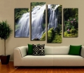 2015 sell 4 panel waterfall with green tree large hd picture modern home wall decor canvas print painting for house decorate