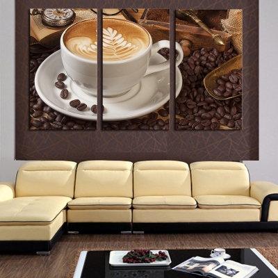 3 panel coffee wall art picture modern painting canvas home decoration living room canvas print--large canvas art unframed