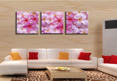 3 panels/set pink flowers hd picture printed on canvas arts canvas print painting artwork, sell decorative painting unframed