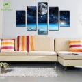 5 panel modern printed space universe landscape paintings canvas picture cuadros earth painting for living room no frame