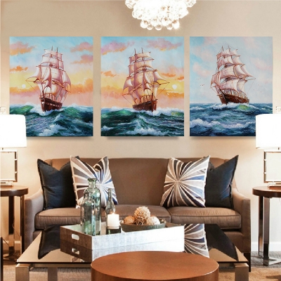 boat and ocean oil painting hand painted oil painting on canvas home decorative art picture home decorative