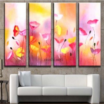 hand painted abstract painting modern wall painting pink flowers group of paintings for living room picture on canvas craft art