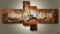 hand-painted hi-q modern hanging wall art home decoration abstract oil painting on canvas dance of sunlight line brown framed