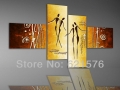 hand-painted hi-q modern wall art home decorative abstract figure oil painting on canvas double the waltz tawny 4cs/set framed