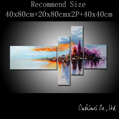 hand painted modern oil painting hang paintings modern abstract buliding art picture home decor gift group of canvas painting