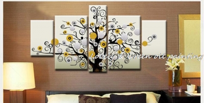 hand painted money tree oil painting 5 piece canvas wall art sets modern abstract picture on the wall for living room home decor