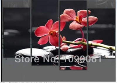 hand painted oil painting red flowers on black stone canvas modern art wall decorations for home 4 pieces pictures sets unframed