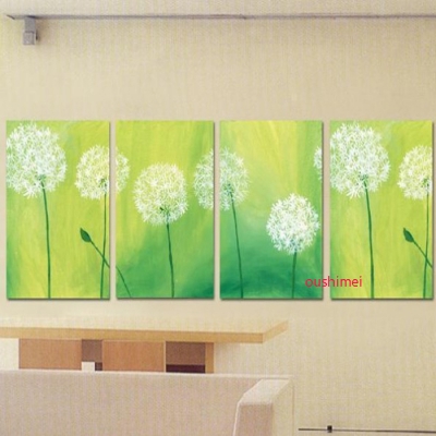 handmade 4 panel dandelion wall painting modern landscape home art picture painted on canvas flowers canvas art