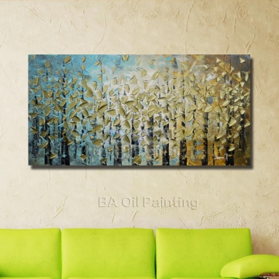 handmade huge abstract oil painting modern canvas art decorative knife golden paintings for wall decor hf0003