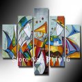 handmade oil painting home decor art painting abstract instrument theme painting 5 wall panels singer pictures