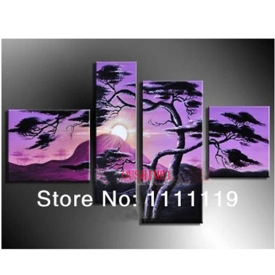 handmade purple oil painting on canvas home decor painting wall art white flower pictures living room decor