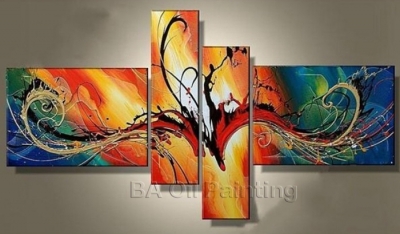 handpainted 4 piece modern abstract decorative oil painting on canvas wall art peacock painting for living room