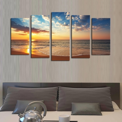 luxry 5 panels(no frame) seaview modern home wall decor painting canvas art hd print painting canvas picture for home decor