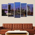 luxry unframed 5 panels modern city scenery picture canvas print painting artwork wall art canvas painting whole for home de