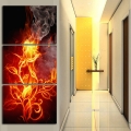 luxry unframed printed fire rose flower group painting children's room decor print poster picture canvas