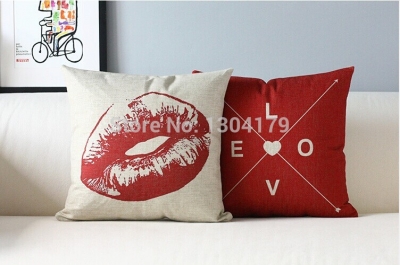 retro europe simple red lips cushion cover pillow cover pillow cushion for office car home decorate sofa cushions 2pcs/lot